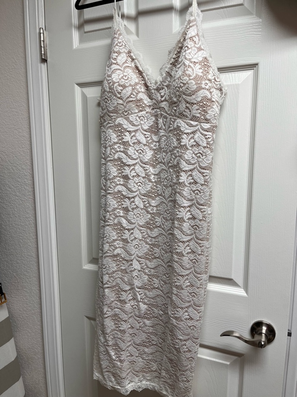 Fashion Nova White Lace Midi Slip Dress